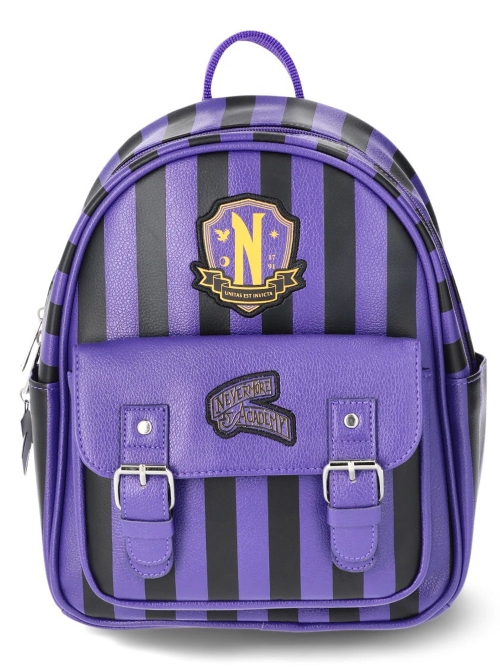 Nevermore Academy Purple & Black Striped Mini Backpack